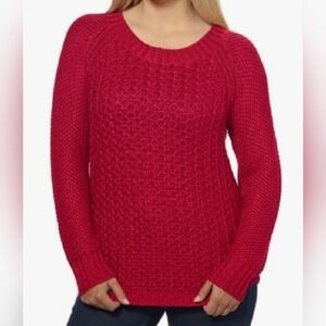 Calvin Klein Jeans Womens Red Open Knit Textured Pullover Sweater Large L L/G